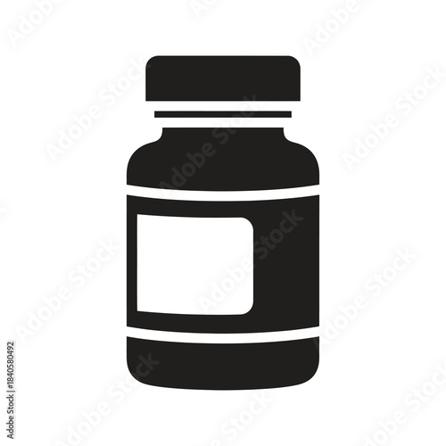 medicine bottle icon glyph solid vector pharmacy health drug medical treatment pill supplement prescription