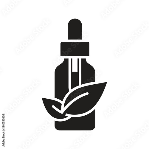 essential oil dropper bottle icon glyph solid vector aromatherapy health wellness natural organic herbal scent