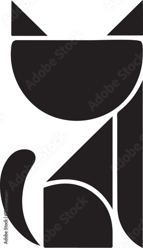 Geometric Cat logo symbol, Vector Art, Icons, and Graphics for designers 