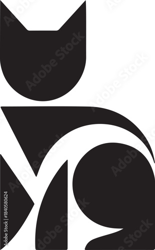 Geometric Cat logo symbol, Vector Art, Icons, and Graphics for designers 