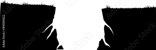 Erosion cliff cross section with transparent background showing jagged rock layers