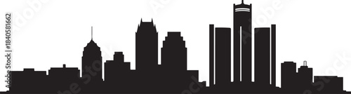 Detroit city skyline. design Vector black silhouette
