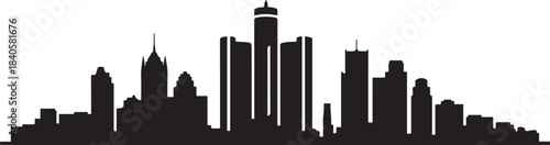 Detroit city skyline. design Vector black silhouette