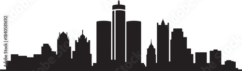 Detroit city skyline. design Vector black silhouette