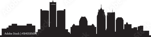 Detroit city skyline. design Vector black silhouette