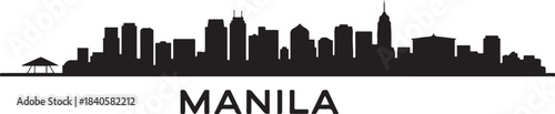 Manila cityscape skyline city panorama vector. design Vector black silhouette