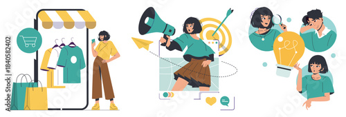 Vector Illustration of Online Shopping and Ideas