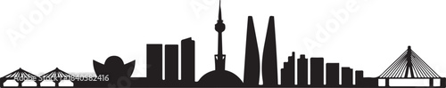 Seoul Simple Dark Lines Skyline. design Vector black silhouette