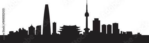 Seoul Simple Dark Lines Skyline. design Vector black silhouette