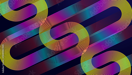 Multicolor Futuristic Curve Line Pattern Wallpaper. Vibrant Neon Wave Gradient Background Design.