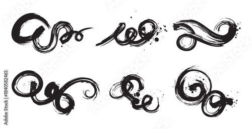 Artistic grunge style ink brush strokes provide a creative and textured graphic resource for various design projects and artistic compositions.