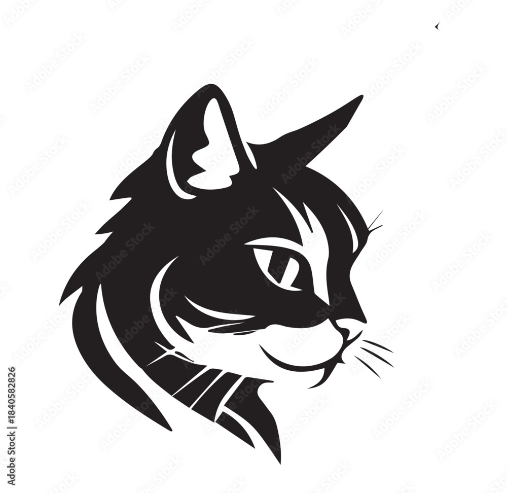 Obraz premium Minimalist Feline Silhouette Illustration