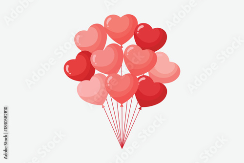 Heart balloons vector illustration for valentines day and romantic celebrations