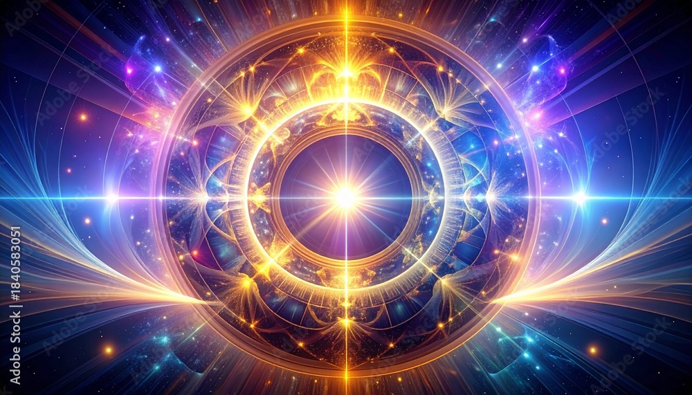 Obraz premium abstract, iris, burst, digital, circle, glowing, radiant, wave, light, background, wallpaper, template, bright, energy, motion, gradient, modern, design, pattern, pulse