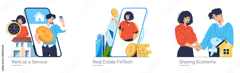 Obraz premium Illustration of Sharing Economy and Rent as a Service
