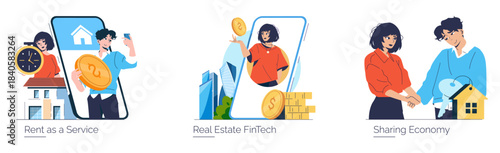 Illustration of Sharing Economy and Rent as a Service