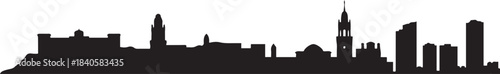 Malaga city Skyline. design Vector black silhouette