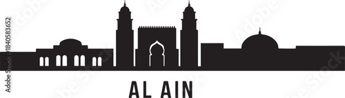 Al Ain City Skyline UAE Architecture Illustration. design Vector black silhouette