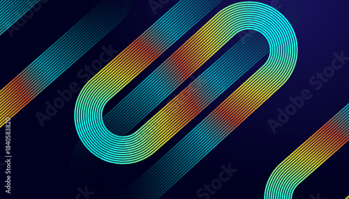 Multicolor Futuristic Curve Line Pattern Wallpaper. Vibrant Neon Wave Gradient Background Design.