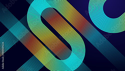 Multicolor Futuristic Curve Line Pattern Wallpaper. Vibrant Neon Wave Gradient Background Design.