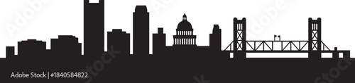 Sacramento Skyline Silhouette Minimalist CIty. design Vector black silhouette