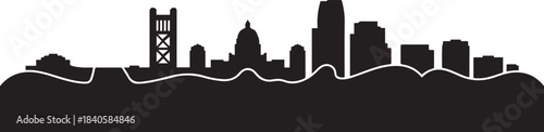 Sacramento Skyline Silhouette Minimalist CIty. design Vector black silhouette