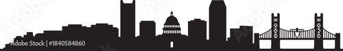 Sacramento Skyline Silhouette Minimalist CIty. design Vector black silhouette