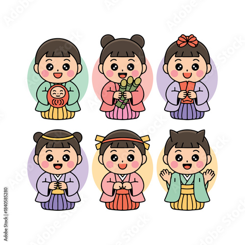 Cartoon kids vector illustration set with children's faces, school kids, and funny child characters in different professions and emotions