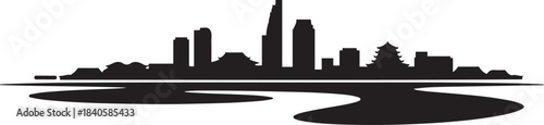 Vietnam City Skyline. design Vector black silhouette