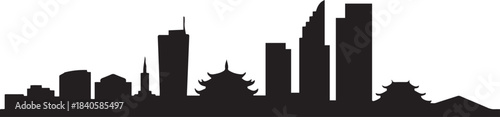 Vietnam City Skyline. design Vector black silhouette