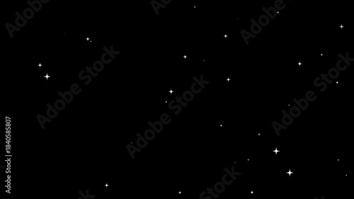 Glowing white starlight sparkle background loop. Twinkling star animation on transparent background, white shimmering stardust particles and bokeh light effect.