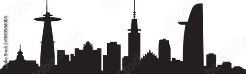 Ho Chi Minh City skyline vector silhouette. design Vector black silhouette