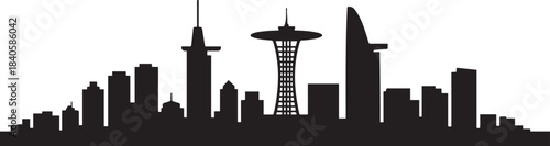 Ho Chi Minh City skyline vector silhouette. design Vector black silhouette
