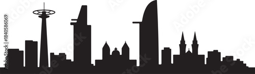 Ho Chi Minh City skyline vector silhouette. design Vector black silhouette