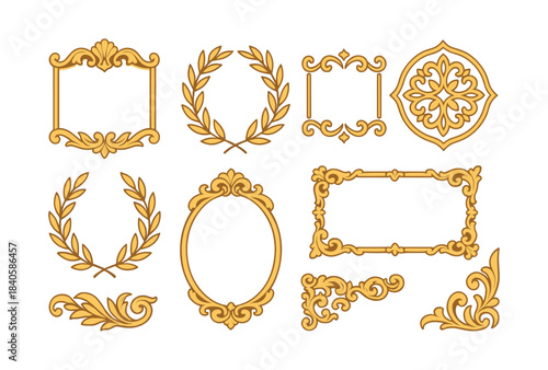 Vintage frame collection, borders, ornaments, flat vector illustration