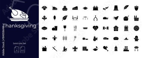 Thanksgiving Solid Editable Icons set