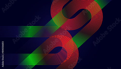 Multicolor Futuristic Curve Line Pattern Wallpaper. Vibrant Neon Wave Gradient Background Design.