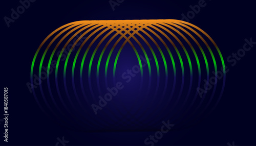 Multicolor Futuristic Curve Line Pattern Wallpaper. Vibrant Neon Wave Gradient Background Design.