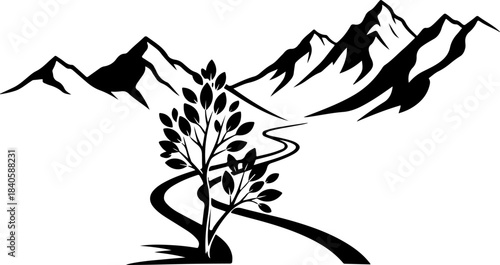 Summer Mountain Landscape Illustration