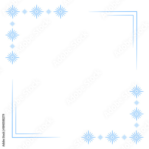 Christmas frame from snowflakes. Decorative winter border. Suitable for celebration, card, holiday, background, invitation, poster, party, event, certificate, album. Isolated on white, empty. Vector.