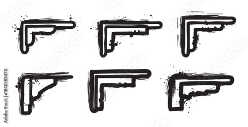 Abstract grunge shapes with a distressed texture and artistic brushstroke style are arranged in a grid pattern, creating a dynamic and edgy visual element.