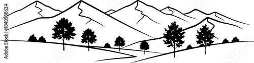 Summer Mountain Landscape Illustration