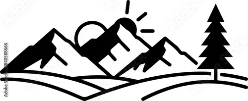 Summer Mountain Landscape Illustration