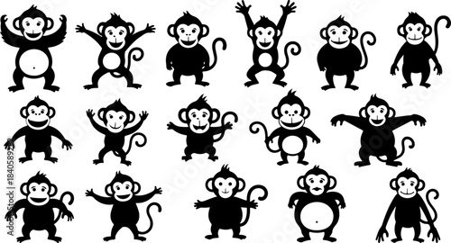 Monkey Silhouette Action Bundle