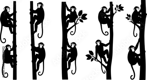 Monkey Silhouette Action Bundle