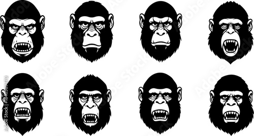 Monkey Silhouette Action Bundle