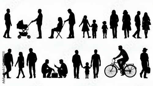 Silhouettes of people for digital model of architecture and urbanism Vector illustration
