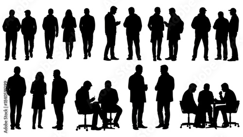 Silhouettes of people for digital model of architecture and urbanism Vector illustration
