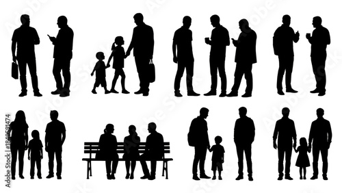 Silhouettes of people for digital model of architecture and urbanism Vector illustration
