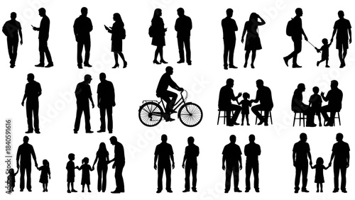Silhouettes of people for digital model of architecture and urbanism Vector illustration
